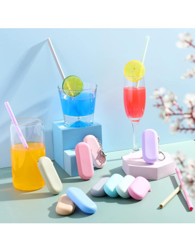100 Pajitas Reutilizables de Silicona Rtteri con Estuche y Cepillos