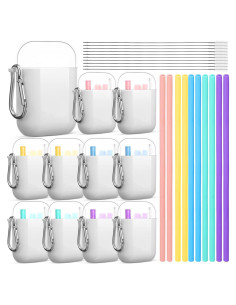 Set de 10 Pajitas de Silicona Reutilizables Mumufy con Estuche