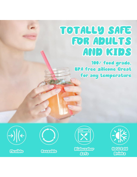 100 Pajitas Reutilizables de Silicona Rtteri con Estuche y Cepillos