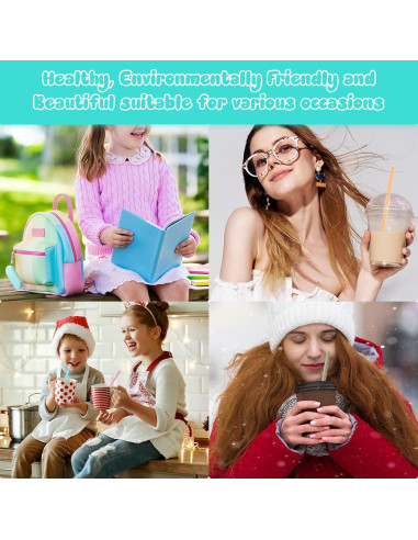 100 Pajitas Reutilizables de Silicona Rtteri con Estuche y Cepillos