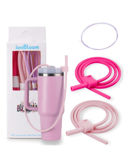 Popotes de Silicona Reutilizables Ionibloom 89 cm Rosa
