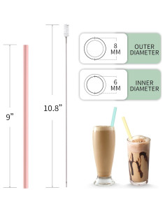 Popote Reutilizable de Silicona Hahe 23 cm Multicolor con Estuche 2