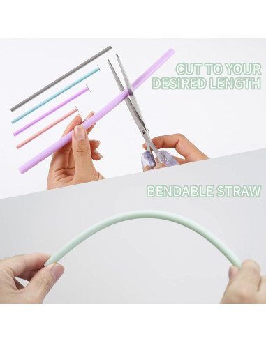 Popote Reutilizable de Silicona Hahe 23 cm Multicolor con Estuche