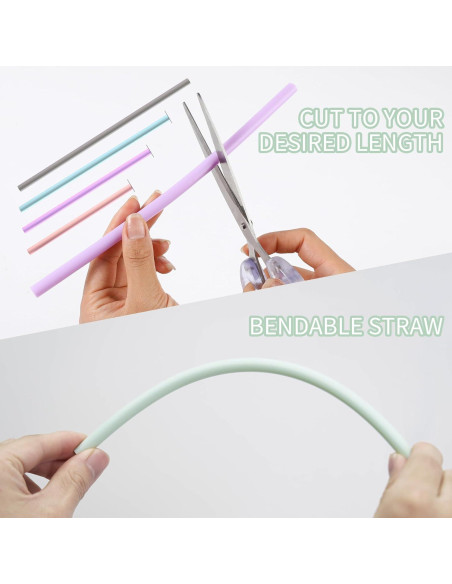 Popote Reutilizable de Silicona Hahe 23 cm Multicolor con Estuche