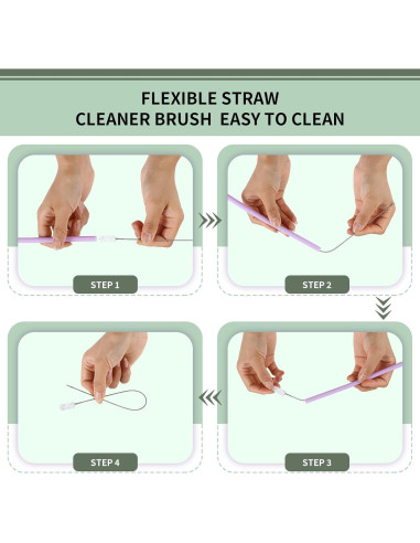 Popote Reutilizable de Silicona Hahe 23 cm Multicolor con Estuche