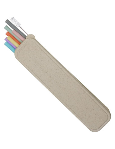 Popote Reutilizable de Silicona Hahe 23 cm Multicolor con Estuche