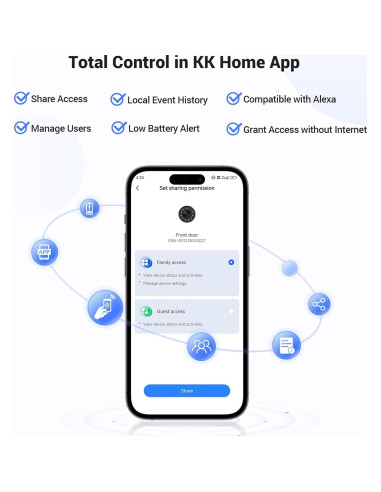Cerradura Inteligente Veise Plata con App y Teclado Digital
