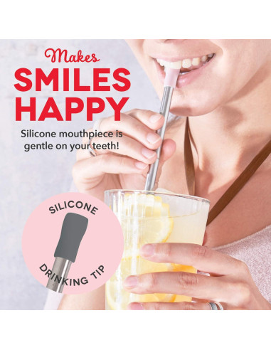 Popote Reutilizable Magnético DASH de Acero Inoxidable 24.1 cm - 2 Pack