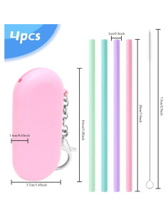 Set de 4 Popotes de Silicona Reutilizables XoGiyu con Estuche 2