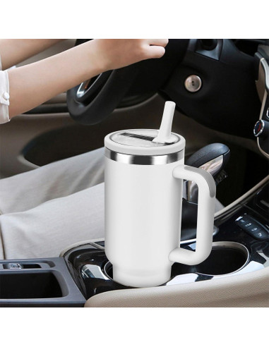 Tapa de Popote Flip Mefosi 40 Oz a Prueba de Fugas Blanca