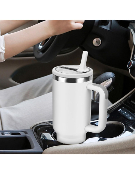 Tapa de Popote Flip Mefosi 40 Oz a Prueba de Fugas Blanca Tapa de Popote Flip Mefosi 40 Oz a Prueba de Fugas Blanca