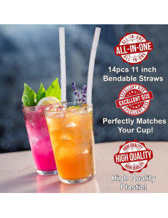 Popotes Flexibles Reutilizables Diximus 28 cm - Paquete de 14 2