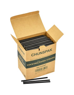 Popotes de papel Chunspak 5" negros biodegradables - 500 unidades 2