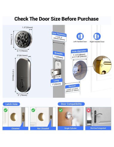 Cerradura Inteligente Veise Plata con App y Teclado Digital