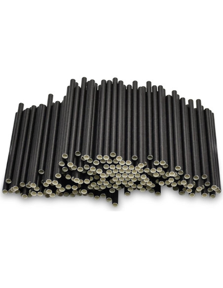 Popotes de papel Chunspak 5" negros biodegradables - 500 unidades