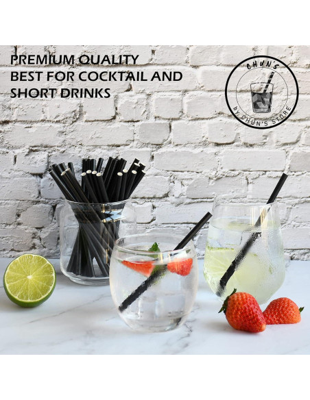 Popotes de papel Chunspak 5" negros biodegradables - 500 unidades