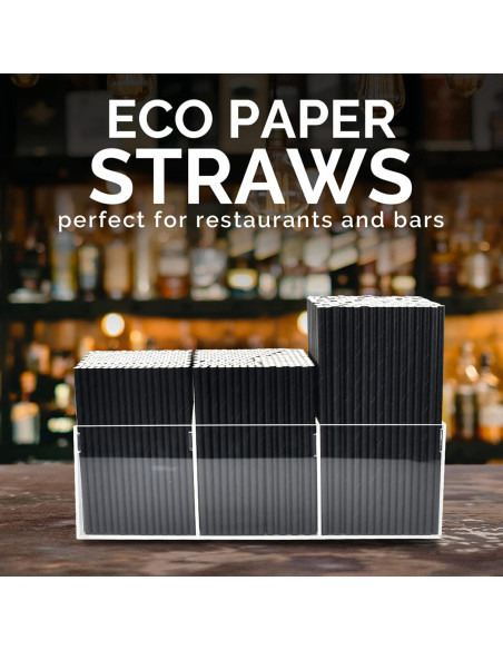 Popotes de papel Chunspak 5" negros biodegradables - 500 unidades