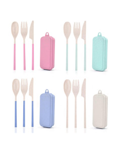 Juego de Utensilios Reutilizables JIABEIUS 4 Piezas Plegables