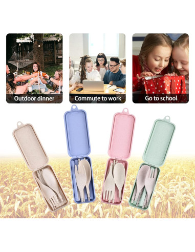 Juego de Utensilios Reutilizables JIABEIUS 4 Piezas Plegables