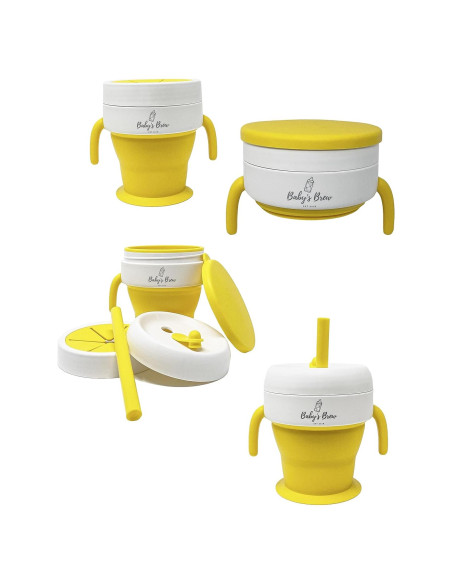 Taza Plegable 2 en 1 Baby's Brew Amarillo - Silicona BPA Free