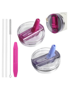 Tapa de vaso de 40 oz AMIVIE con popote plegable a prueba de fugas