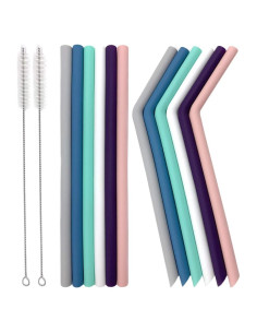 Conjunto de 12 Pajitas de Silicona Senneny Reutilizables 8mm