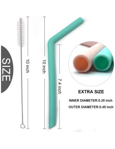 Conjunto de 12 Pajitas de Silicona Senneny Reutilizables 8mm 2