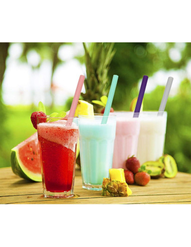 Conjunto de 12 Pajitas de Silicona Senneny Reutilizables 8mm