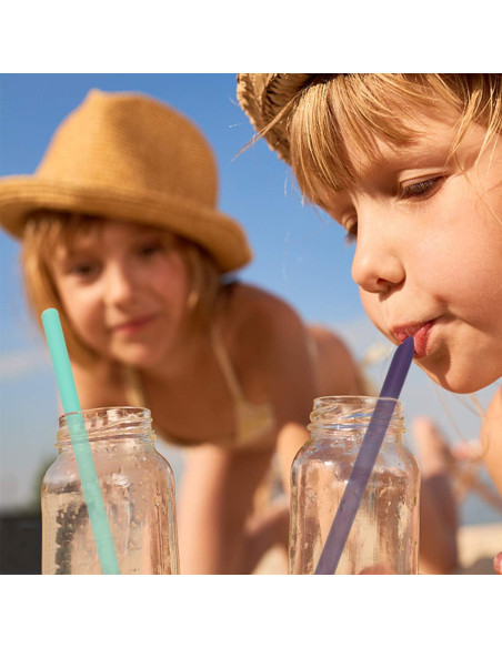 Conjunto de 12 Pajitas de Silicona Senneny Reutilizables 8mm