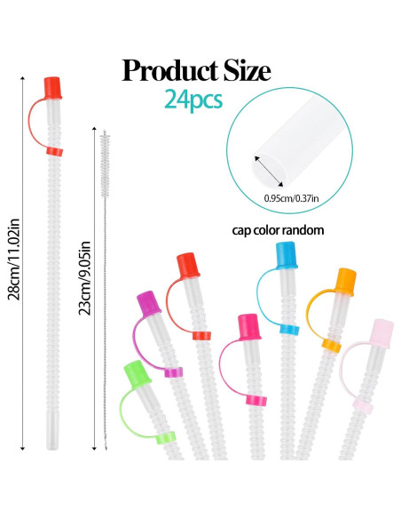 Paquete de 24 Popotes Flexibles Reutilizables Mozeat Lens 28cm Paquete de 24 Popotes Flexibles Reutilizables Mozeat Lens 28cm