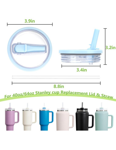 Tapa de Popote Flip Kurotel para Taza Stanley 40 oz - Paquete de 2