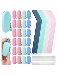 Set de 24 Pajitas Reutilizables de Silicona Zubebe con Estuche
