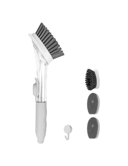 Cepillo de Platos Cenbee con Dispensador de Jabón y 4 Cabezas