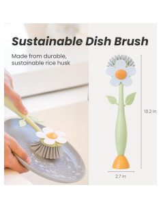 Cepillo de Platos Vigar Florganic con Soporte y Mango Ergonomico 2