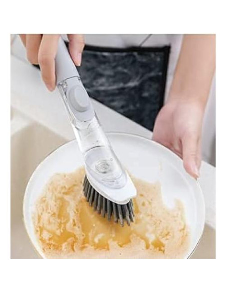 Cepillo de Platos Cenbee con Dispensador de Jabón y 4 Cabezas