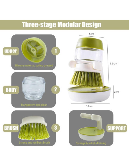 Dispensador de Jabón UGWKivd con Cepillo y Soporte - Gris
