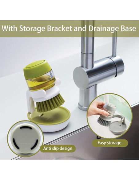 Dispensador de Jabón UGWKivd con Cepillo y Soporte - Gris