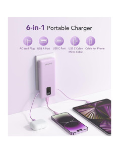 Cargador Portátil Charmast 10000mAh con Cables Integrados 2