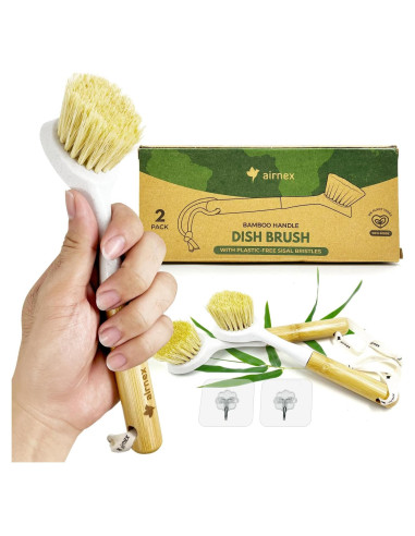 Juego de 2 cepillos de fregado AIRNEX de bambú y sisal