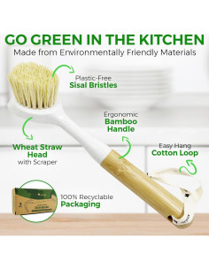 Juego de 2 cepillos de fregado AIRNEX de bambú y sisal 2