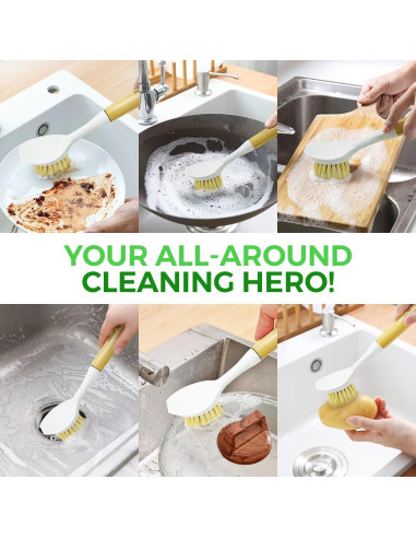 Juego de 2 cepillos de fregado AIRNEX de bambú y sisal