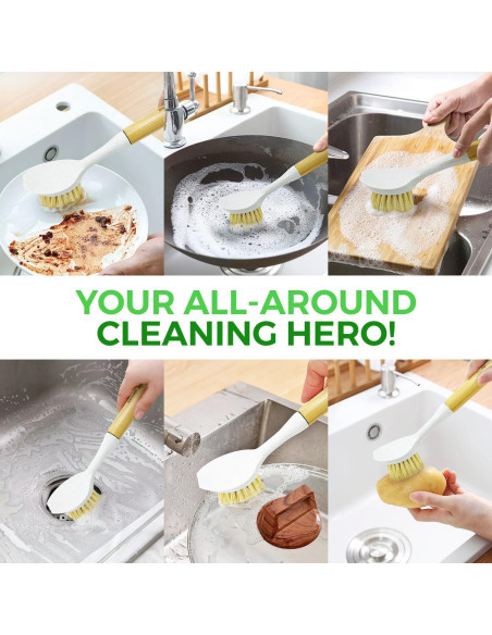 Juego de 2 cepillos de fregado AIRNEX de bambú y sisal