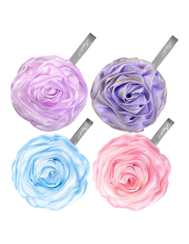 Esponjas de Baño Exfoliantes LAYUKI - Juego de 4 Piezas Rosa