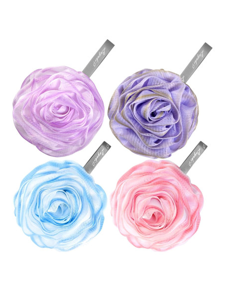 Esponjas de Baño Exfoliantes LAYUKI - Juego de 4 Piezas Rosa