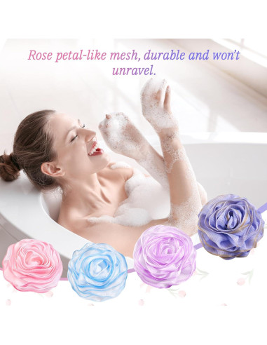Esponjas de Baño Exfoliantes LAYUKI - Juego de 4 Piezas Rosa