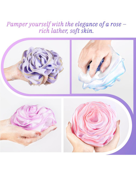 Esponjas de Baño Exfoliantes LAYUKI - Juego de 4 Piezas Rosa