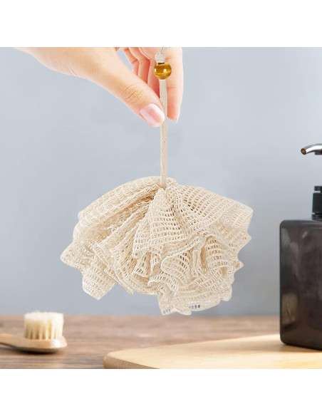 Esponja de Baño UUYYEO de Cáñamo 13 cm Exfoliante Suave