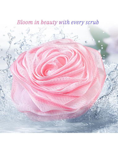 Esponjas de Baño Exfoliantes LAYUKI - Juego de 4 Piezas Rosa