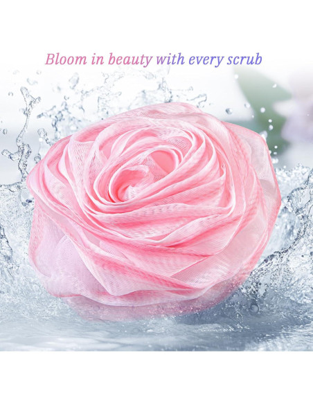 Esponjas de Baño Exfoliantes LAYUKI - Juego de 4 Piezas Rosa