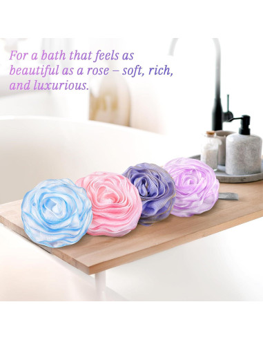 Esponjas de Baño Exfoliantes LAYUKI - Juego de 4 Piezas Rosa